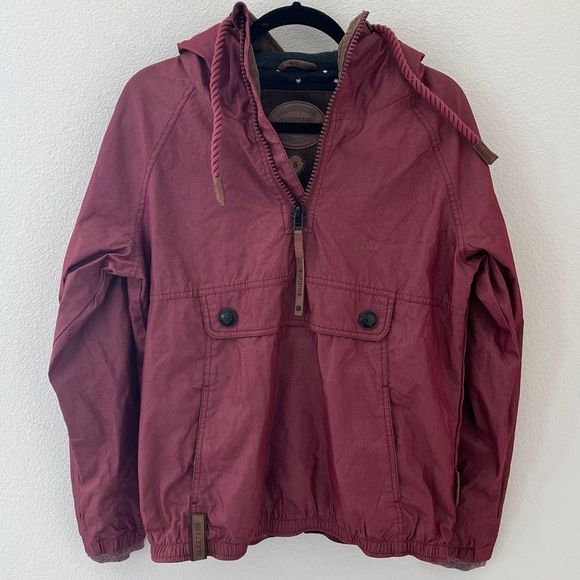 NAKETANO Half Zip Hooded Jacket Bordo Size Womens Small - Picture 2 of 15